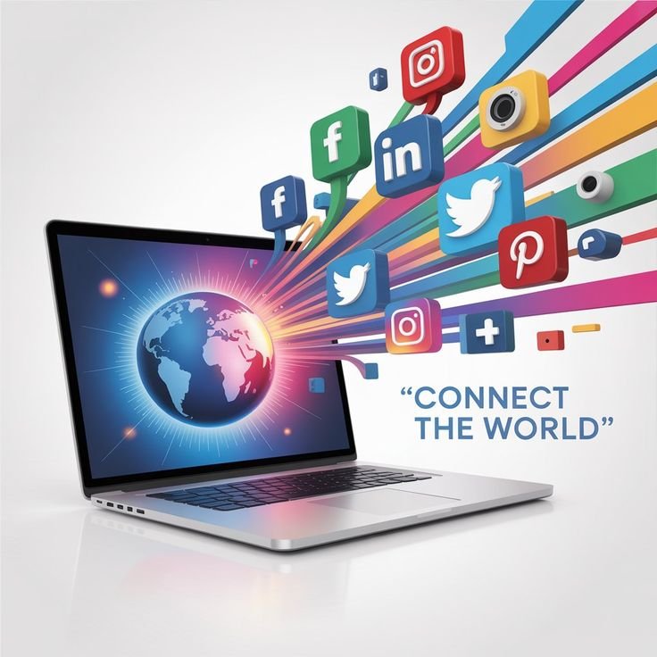 Digital marketing strategy illustration showing SEO, social media, and email campaigns."